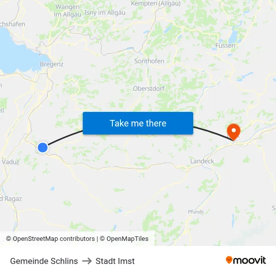 Gemeinde Schlins to Stadt Imst map