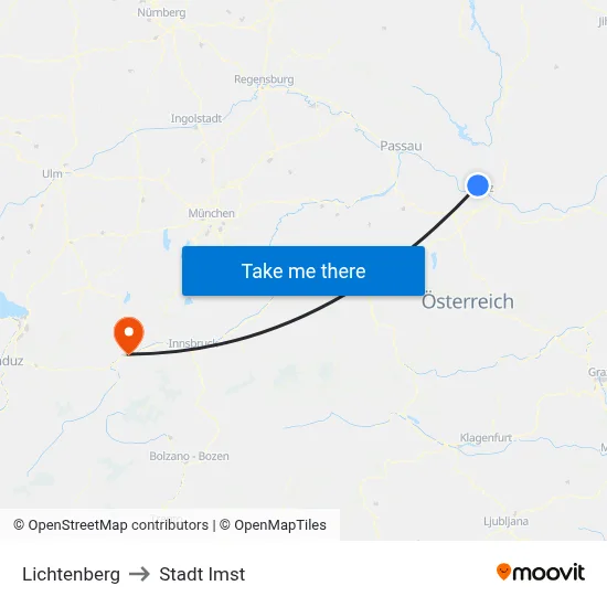 Lichtenberg to Stadt Imst map