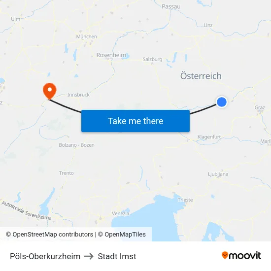 Pöls-Oberkurzheim to Stadt Imst map