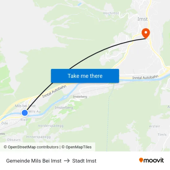 Gemeinde Mils Bei Imst to Stadt Imst map