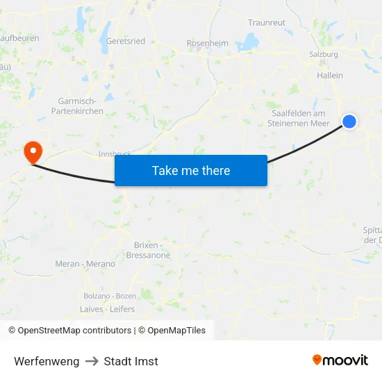 Werfenweng to Stadt Imst map