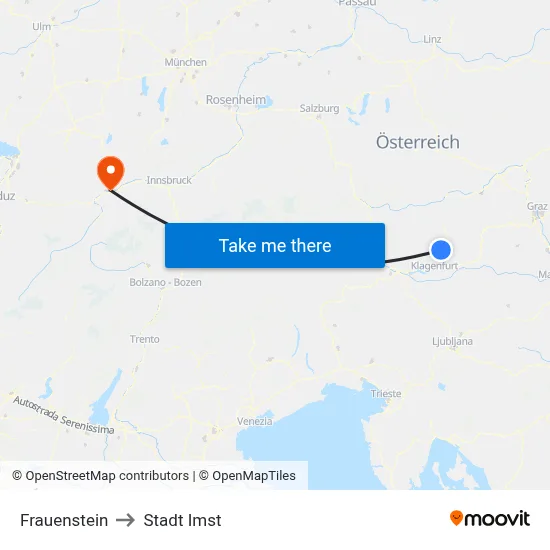 Frauenstein to Stadt Imst map