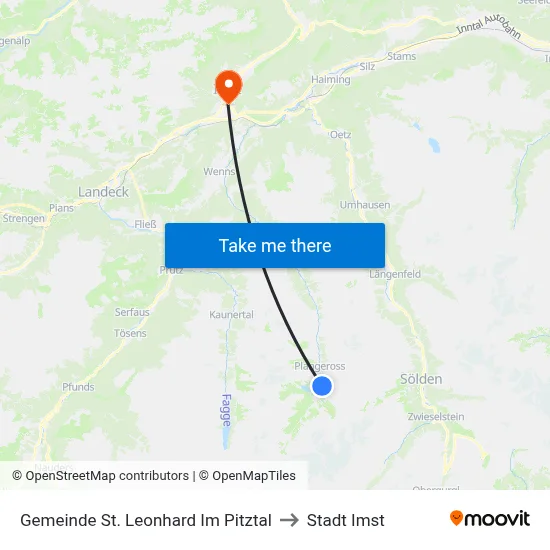 Gemeinde St. Leonhard Im Pitztal to Stadt Imst map