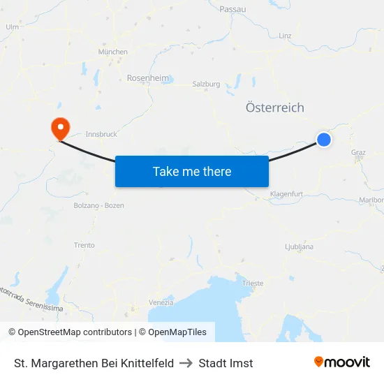 St. Margarethen Bei Knittelfeld to Stadt Imst map