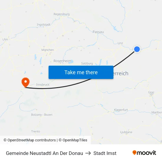 Gemeinde Neustadtl An Der Donau to Stadt Imst map