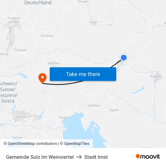 Gemeinde Sulz Im Weinviertel to Stadt Imst map
