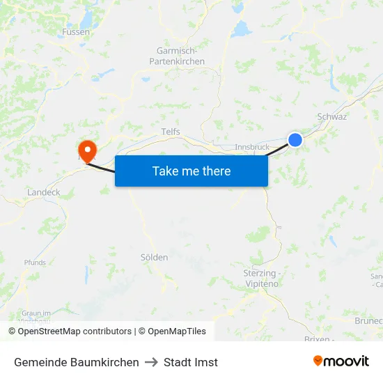 Gemeinde Baumkirchen to Stadt Imst map