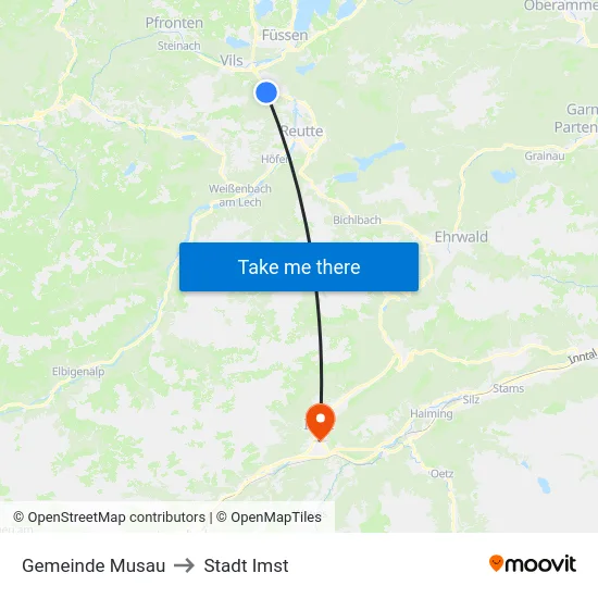 Gemeinde Musau to Stadt Imst map