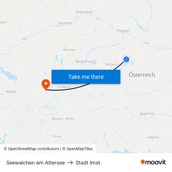 Seewalchen am Attersee to Stadt Imst map