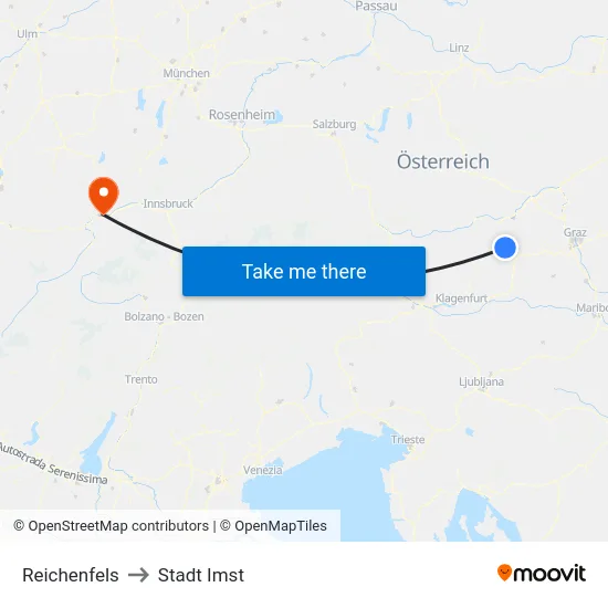 Reichenfels to Stadt Imst map
