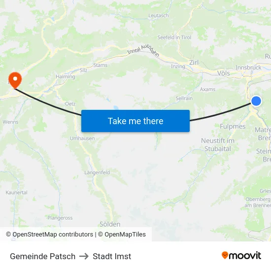 Gemeinde Patsch to Stadt Imst map