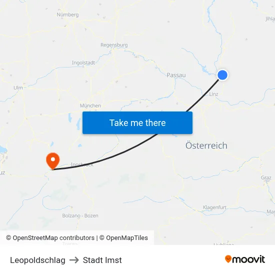 Leopoldschlag to Stadt Imst map
