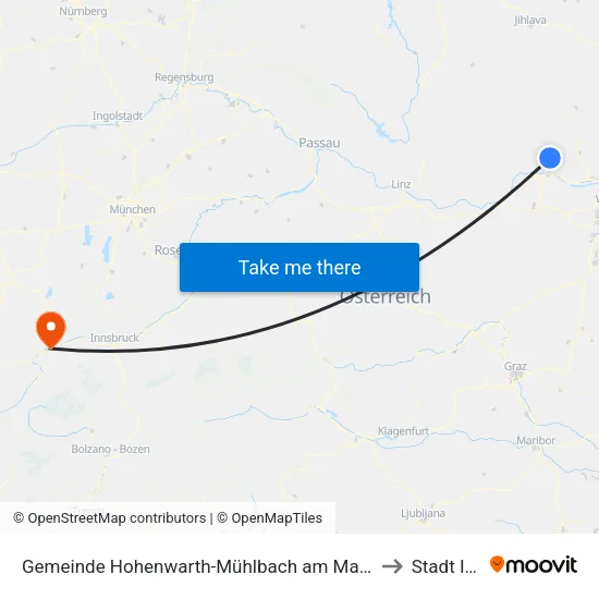 Gemeinde Hohenwarth-Mühlbach am Manhartsberg to Stadt Imst map