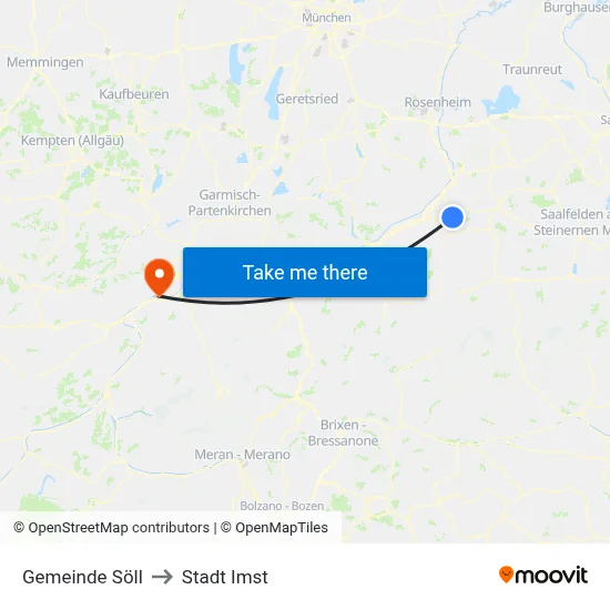 Gemeinde Söll to Stadt Imst map