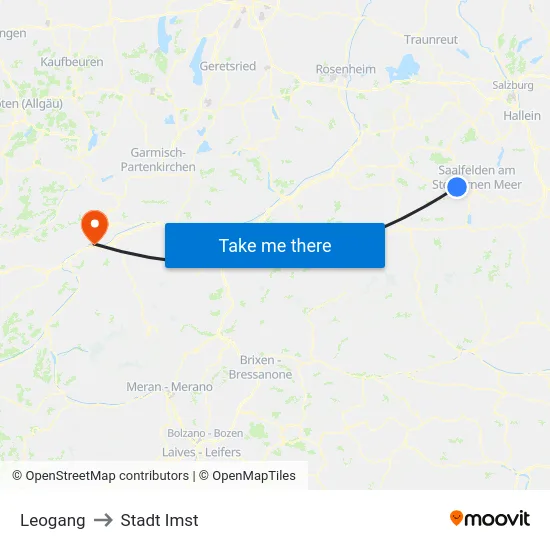 Leogang to Stadt Imst map