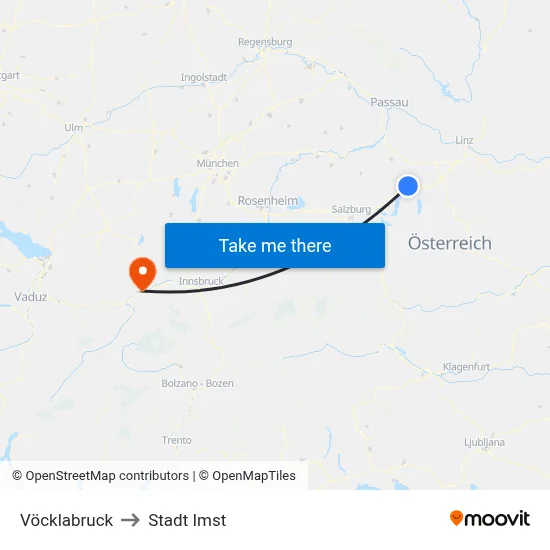 Vöcklabruck to Stadt Imst map