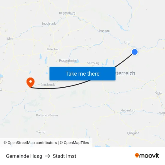 Gemeinde Haag to Stadt Imst map