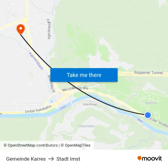 Gemeinde Karres to Stadt Imst map