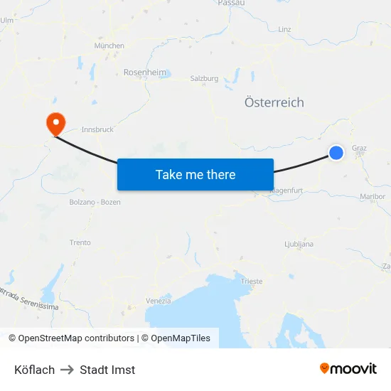 Köflach to Stadt Imst map
