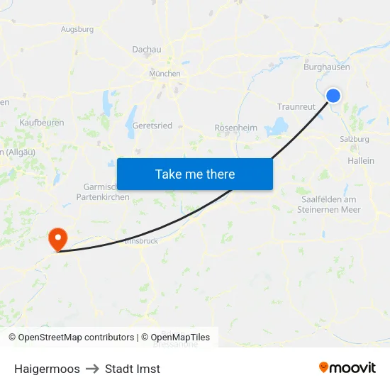 Haigermoos to Stadt Imst map