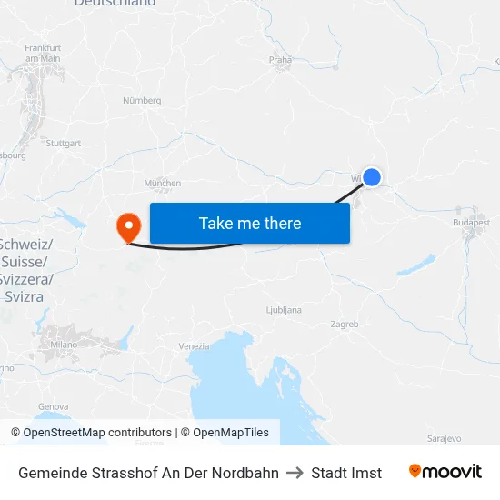 Gemeinde Strasshof An Der Nordbahn to Stadt Imst map