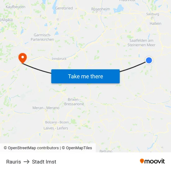 Rauris to Stadt Imst map