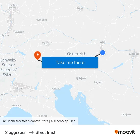 Sieggraben to Stadt Imst map