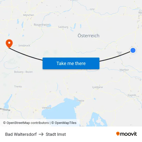 Bad Waltersdorf to Stadt Imst map