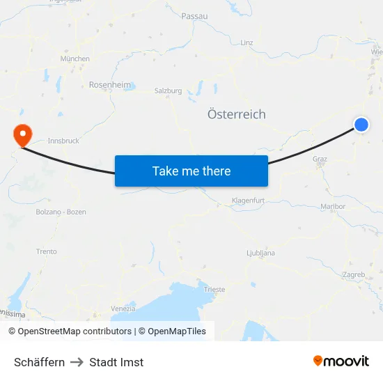 Schäffern to Stadt Imst map