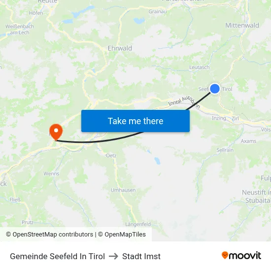 Gemeinde Seefeld In Tirol to Stadt Imst map