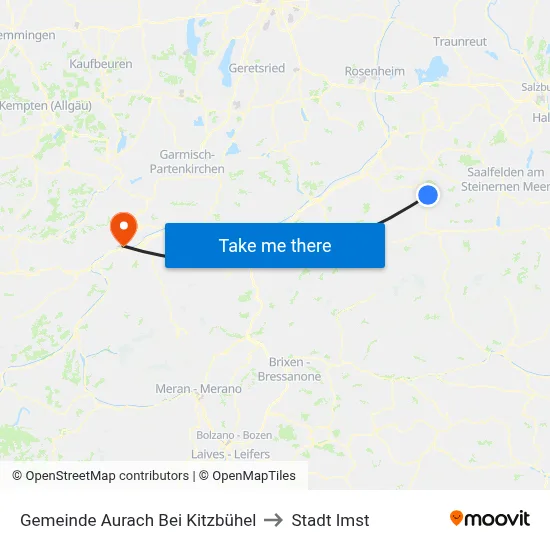 Gemeinde Aurach Bei Kitzbühel to Stadt Imst map