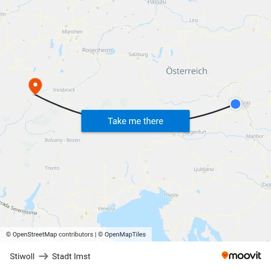 Stiwoll to Stadt Imst map