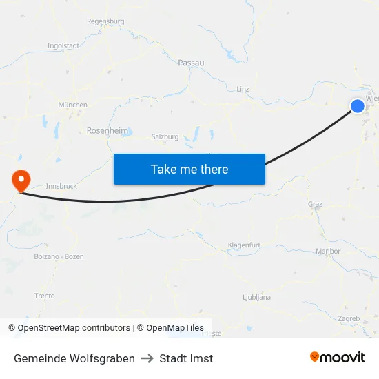 Gemeinde Wolfsgraben to Stadt Imst map