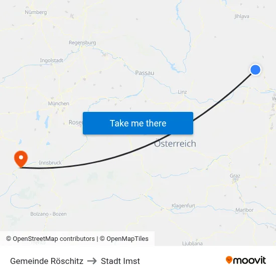 Gemeinde Röschitz to Stadt Imst map