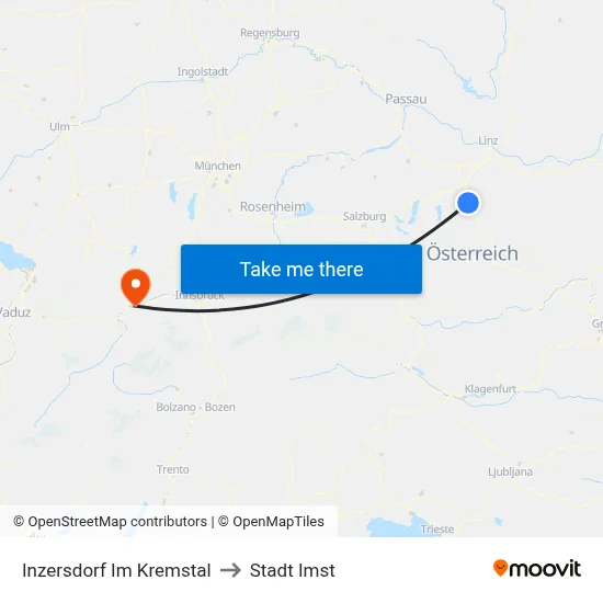 Inzersdorf Im Kremstal to Stadt Imst map