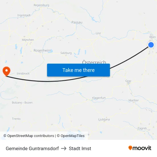 Gemeinde Guntramsdorf to Stadt Imst map
