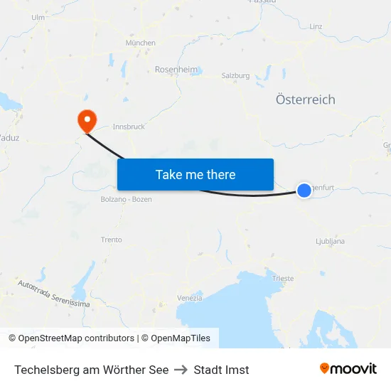 Techelsberg am Wörther See to Stadt Imst map