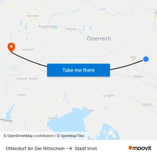 Ottendorf An Der Rittschein to Stadt Imst map