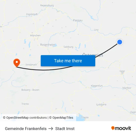Gemeinde Frankenfels to Stadt Imst map