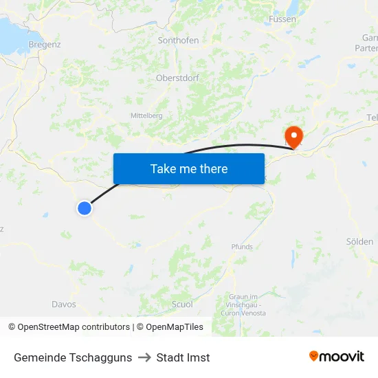 Gemeinde Tschagguns to Stadt Imst map