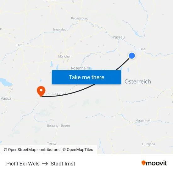 Pichl Bei Wels to Stadt Imst map