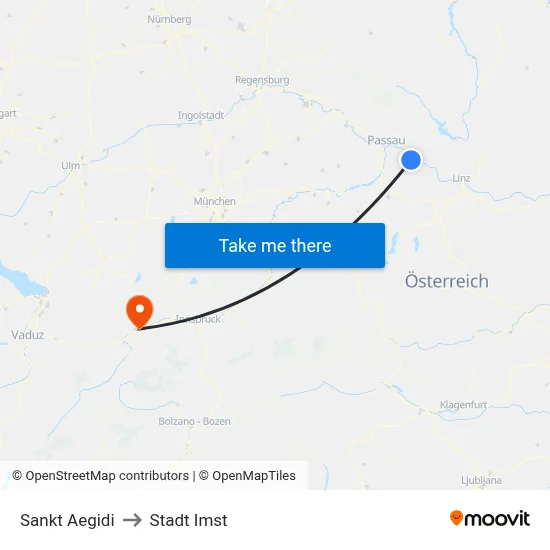 Sankt Aegidi to Stadt Imst map