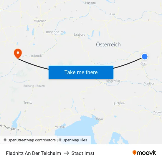 Fladnitz An Der Teichalm to Stadt Imst map
