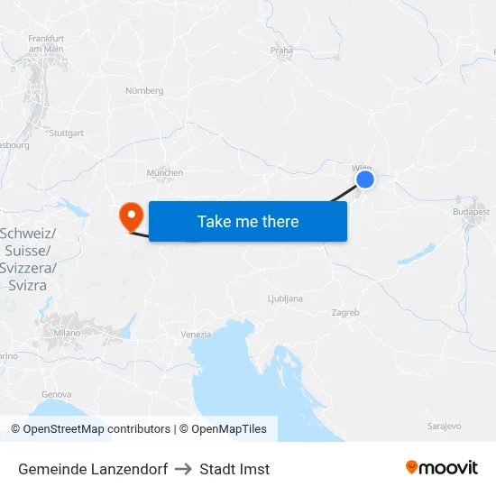 Gemeinde Lanzendorf to Stadt Imst map