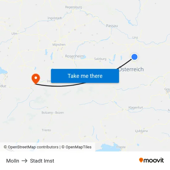 Molln to Stadt Imst map