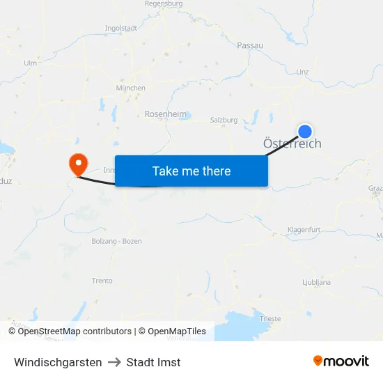 Windischgarsten to Stadt Imst map