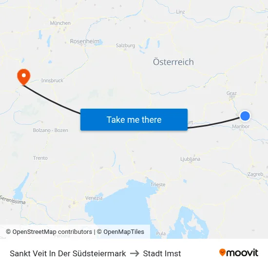 Sankt Veit In Der Südsteiermark to Stadt Imst map