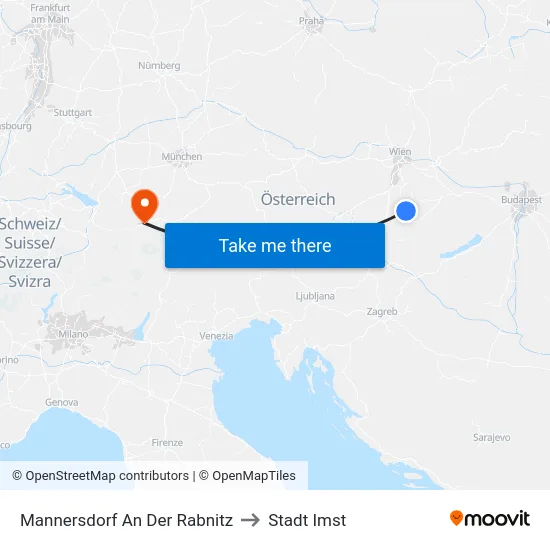 Mannersdorf An Der Rabnitz to Stadt Imst map