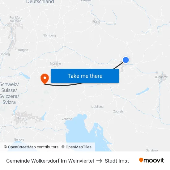 Gemeinde Wolkersdorf Im Weinviertel to Stadt Imst map
