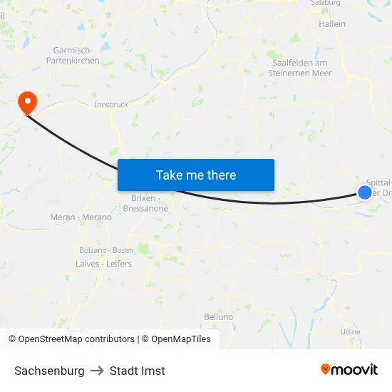 Sachsenburg to Stadt Imst map